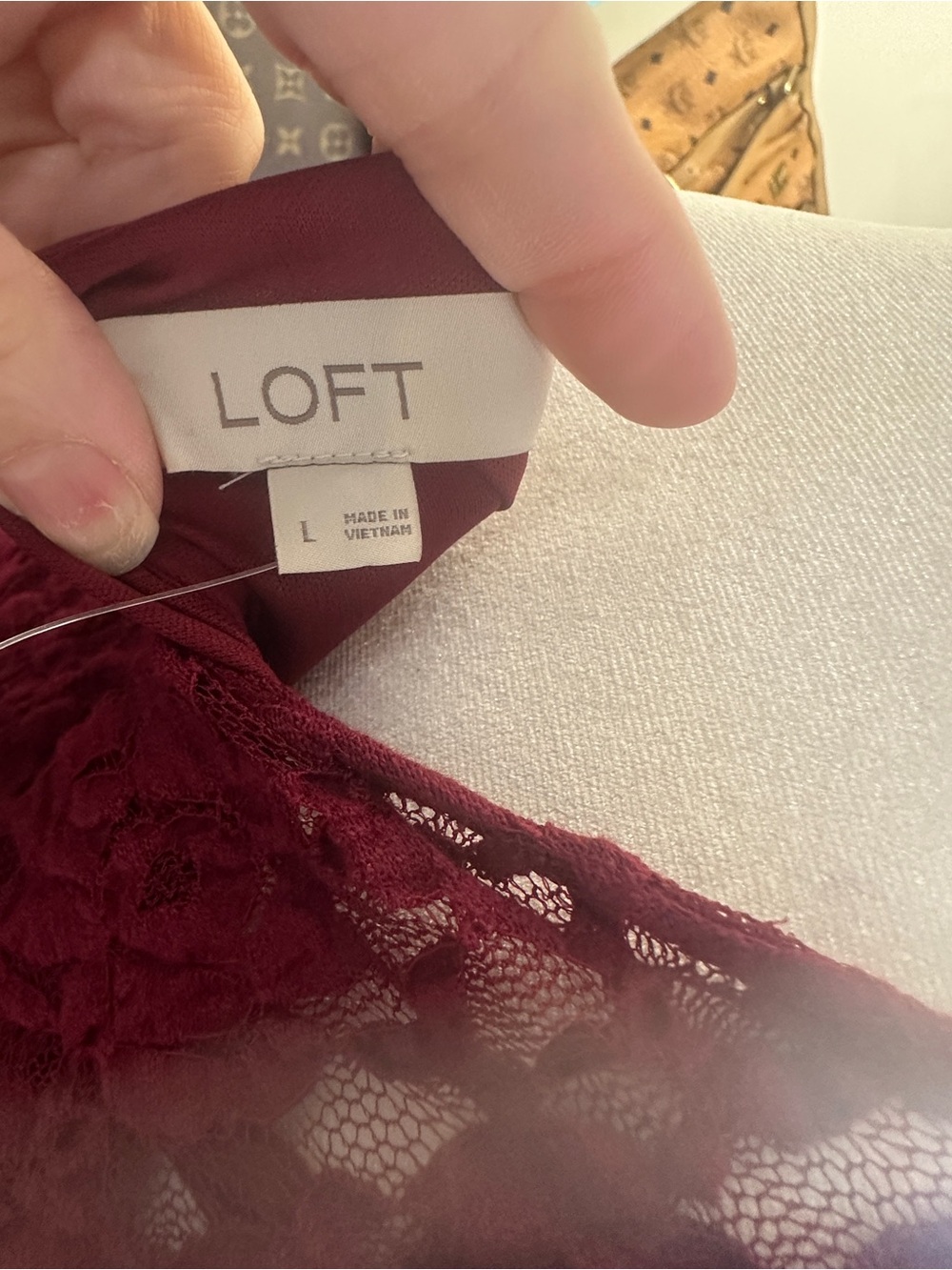 NWT Loft Size Large Lace Maxi Dress Vintage Burgundy Wedding Boho Romantic - Picture 9 of 11